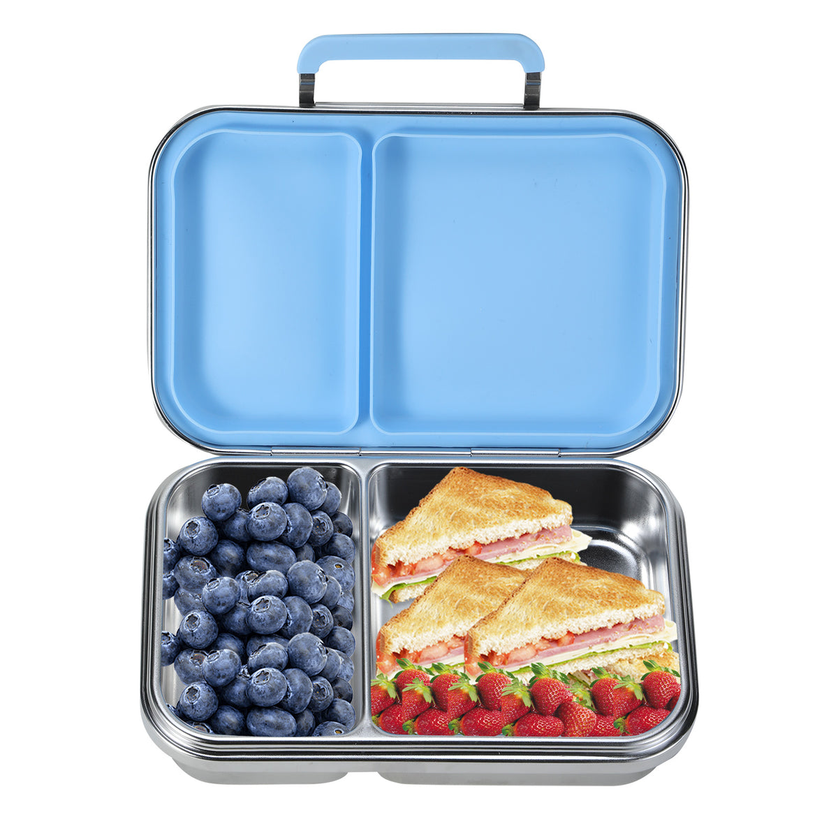 304 Stainless Steel Large-Capacity 2-Compartment Bento Lunch Box, 100% Leakproof and Dishwasher Safe