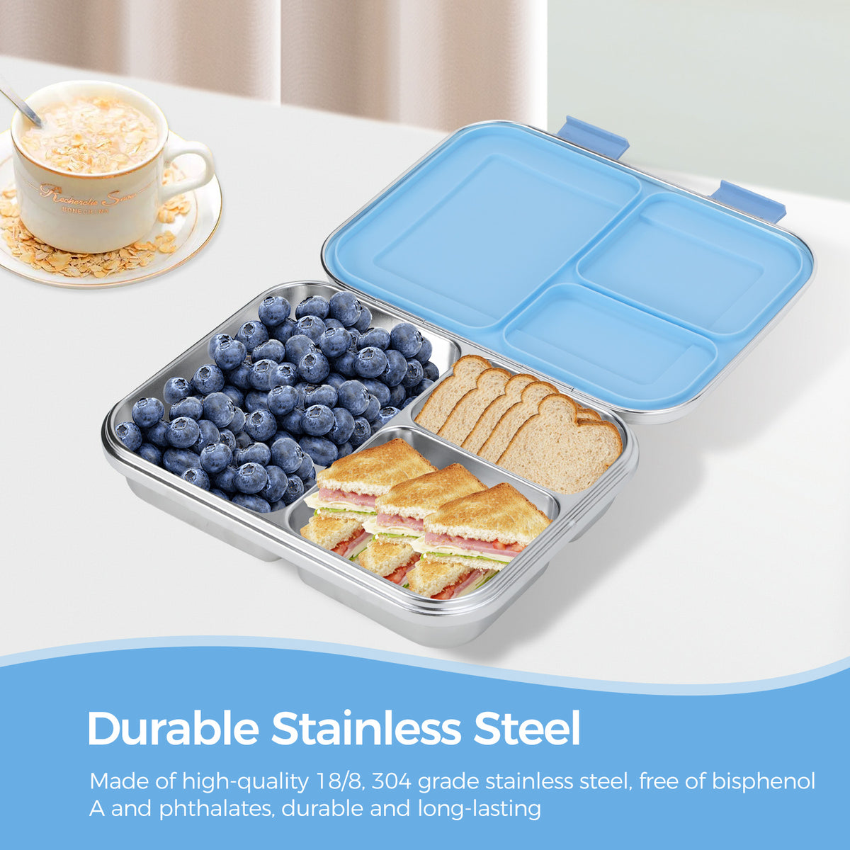 Stainless Steel 3-Compartment Lunch Box