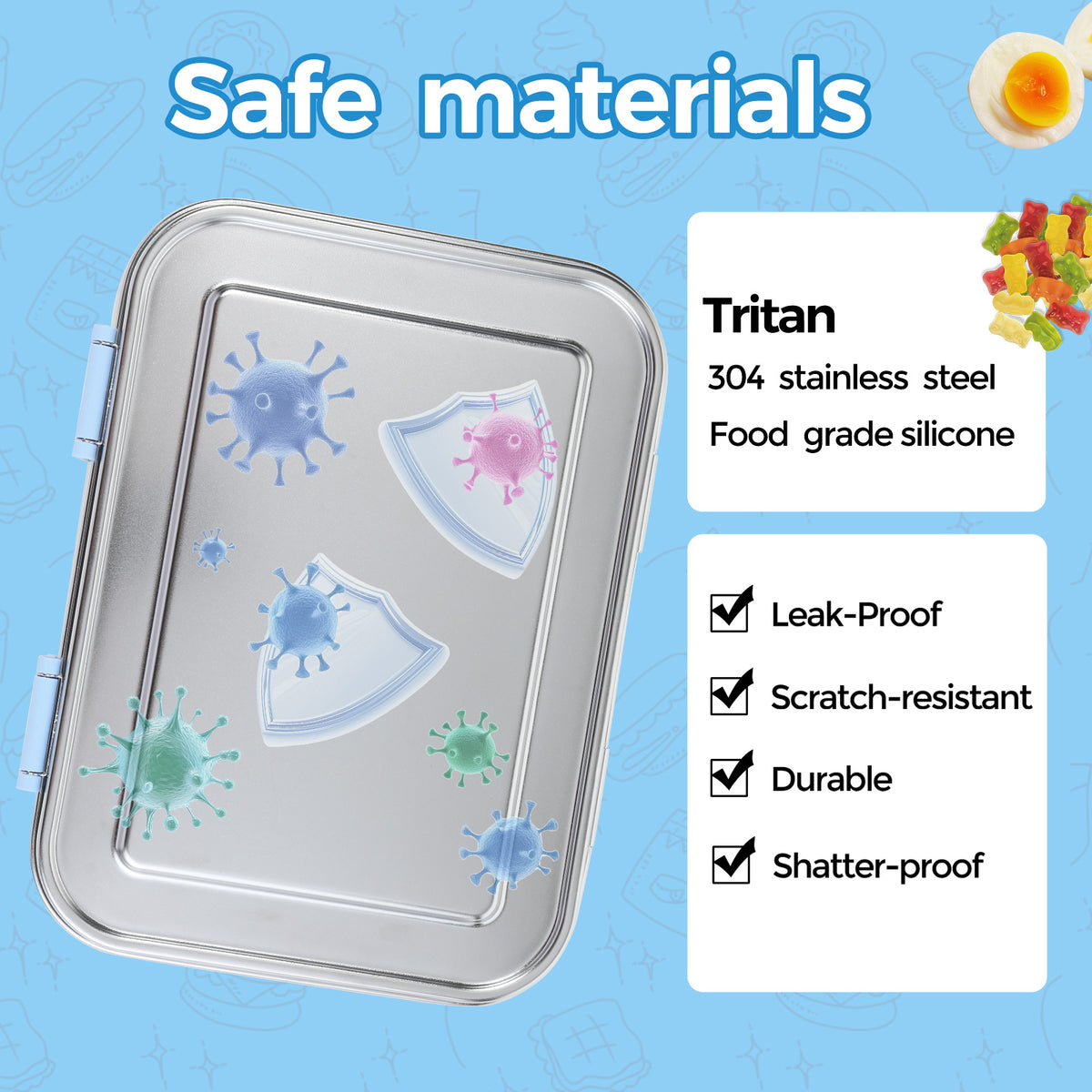 Stainless Steel 3-Compartment Lunch Box